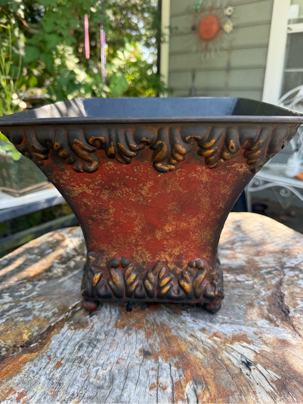 Decorative Red and Gold Ornamental Planter - Classic Home Accents